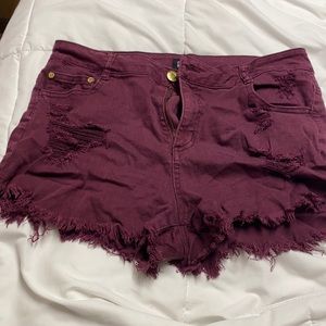 Burgundy Jean Shorts